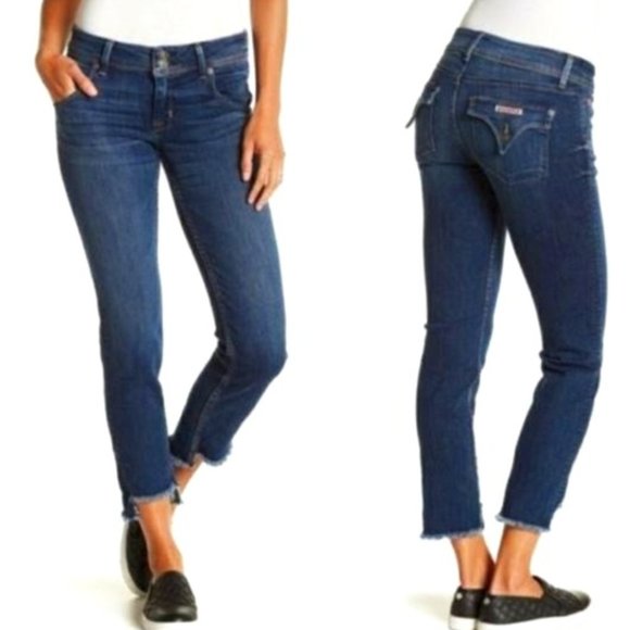 Hudson Jeans Denim - Hudson Jeans Cat Mid Rise Skinny Ankle Step Hem Jean Dark Wash Size 29
